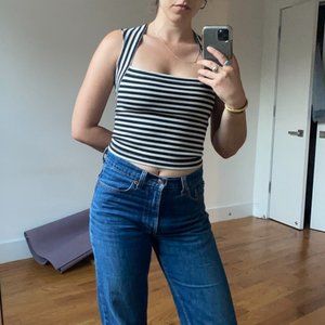 L’AGENCE striped square-neck top